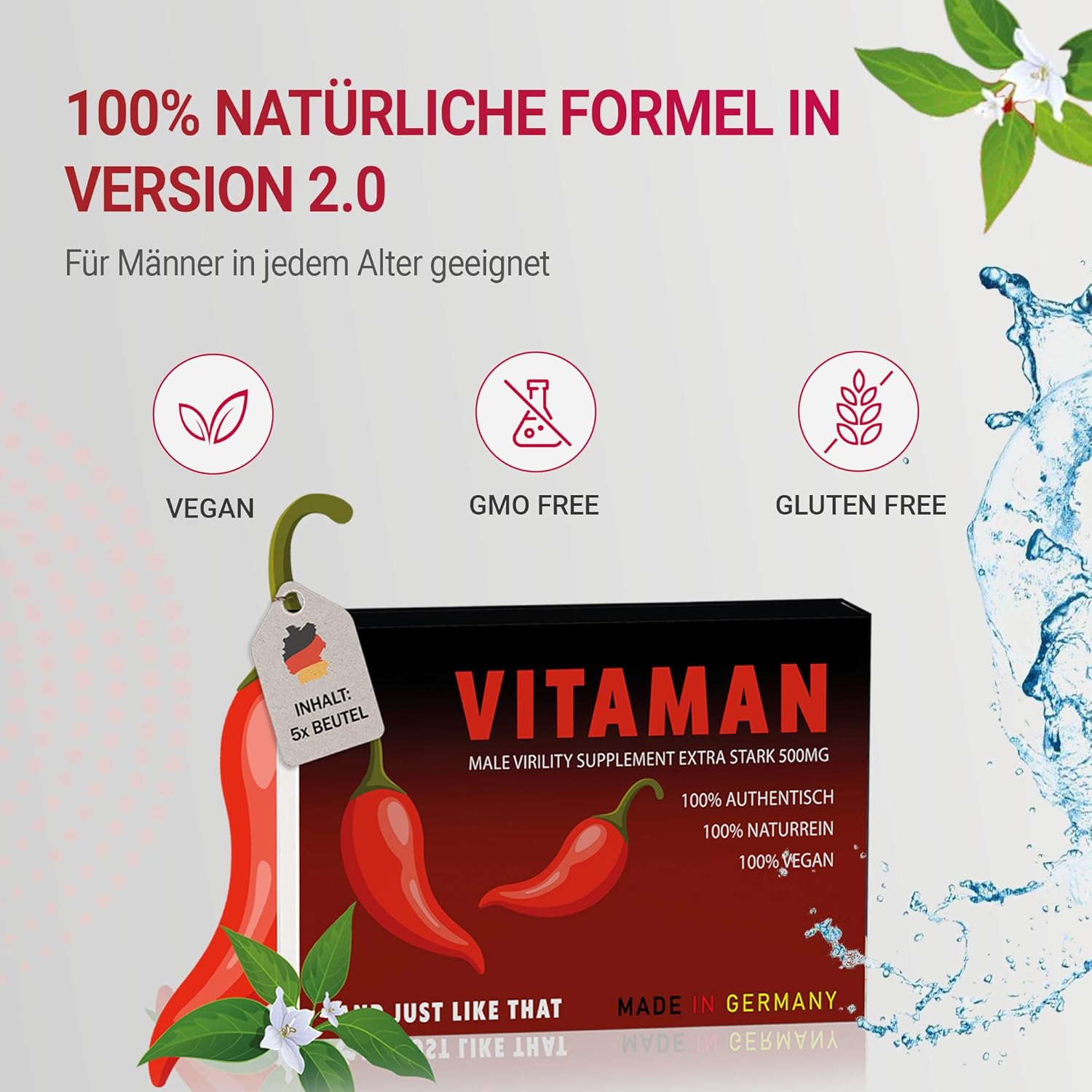 Ausdauer & Energie – Vitaman Shine Performance Extra Strong - Men's Good - Supports Energy, Endurance & Testosterone - High Dose, Laboratory Tested & Practical – Bild 3