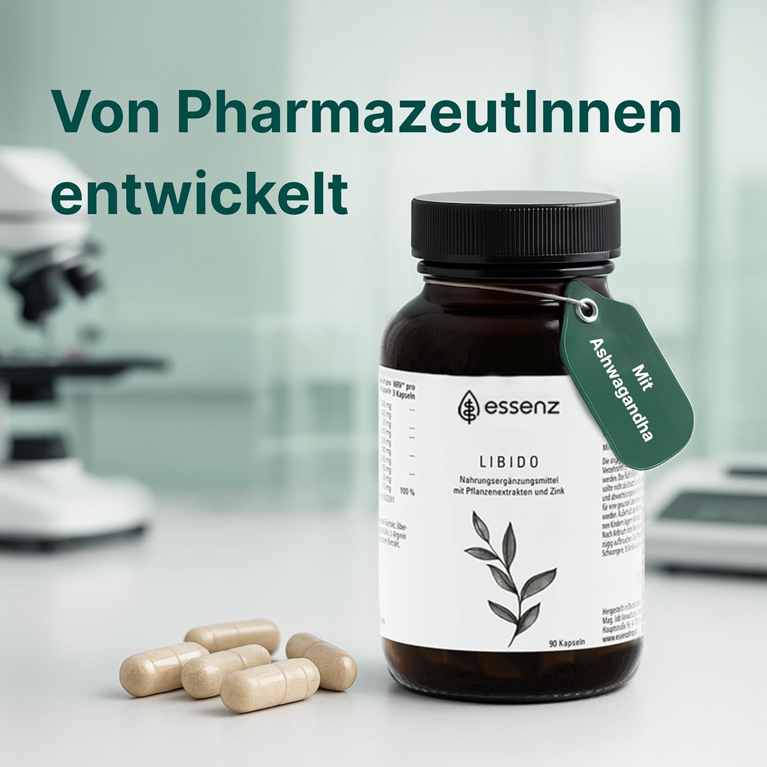 Potenzmittel & Standfestigkeit – ESSENZ - Libido 2 x 90 Capsules - Libido Capsules with Maca Root Powder, Ashwagandha Root & Fenugreek Seed Extract. To Promote Vitality & Performance – Bild 4