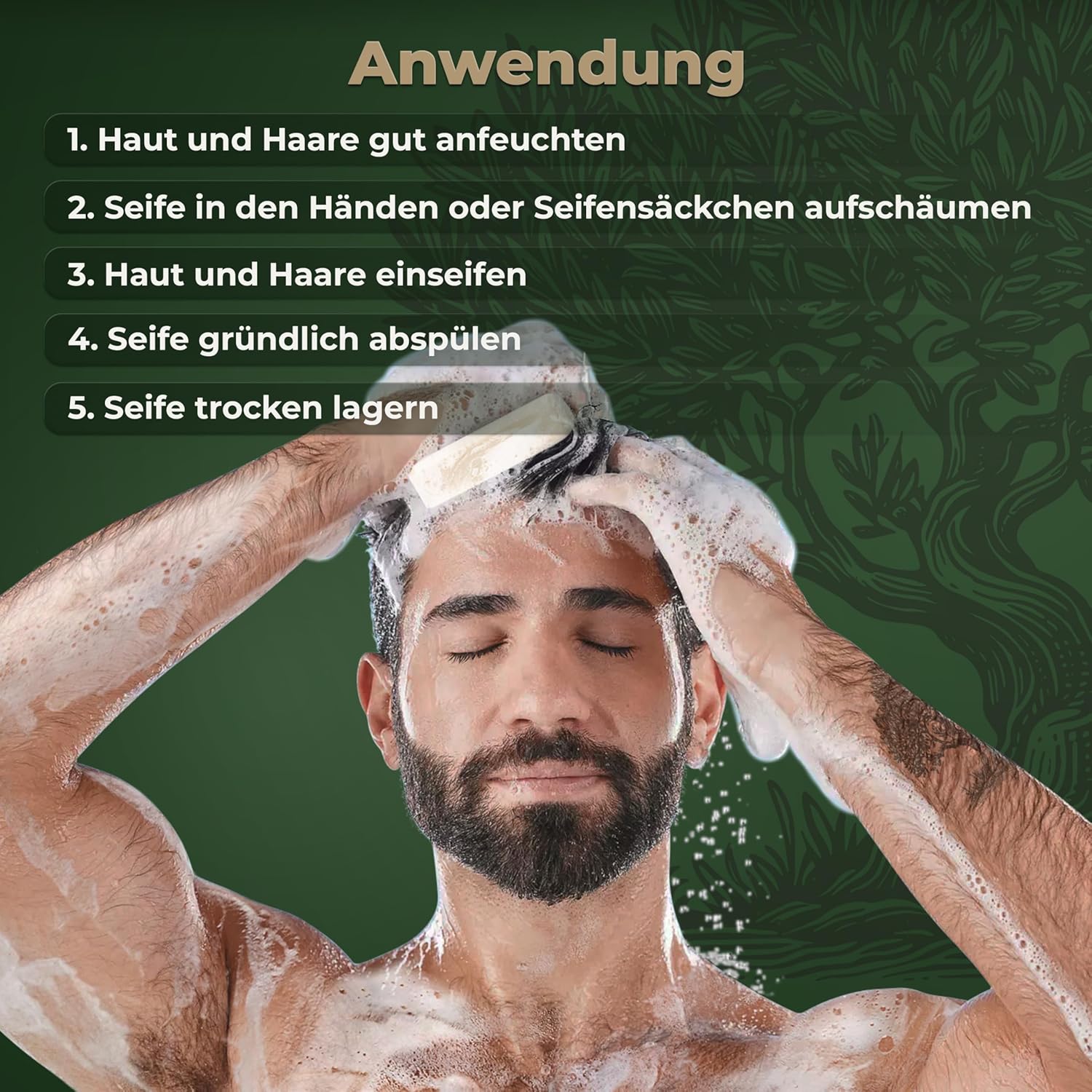 Penisvergrößerung & Pflege – larum sports Solid Shower Soap Men Pure - Solid Shower Gel - Soap for Hair, Body, Face - Solid Shampoo - Men's Natural Soap - 10 x Organic Soap of 85 g – Bild 6