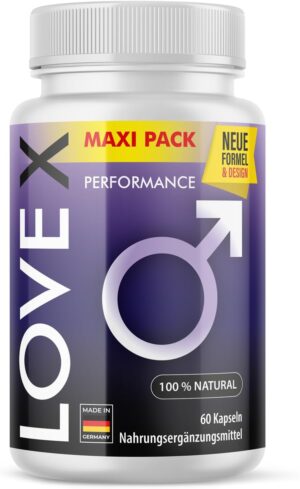 Potenzmittel & Standfestigkeit – Love X Capsules Maxi Pack for Active Men Dietary Supplement with L-Citrulline, Maca and Zinc Maxi Pack 60 Capsules Contents 1x