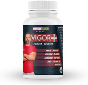 Ausdauer & Energie – Healthy Fusion, +Vigor, Vitaliser and Stimulant, Maca 4,250 mg, Taurine, Ginseng, Zinc, Vitamin B6, Increases Energy, Strength, Endurance and Vitality, 90 Capsules