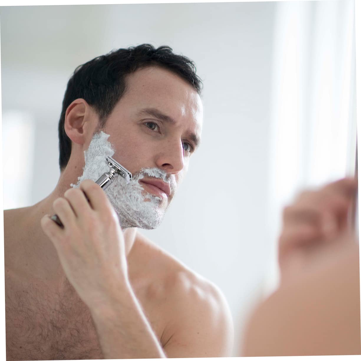 Penisvergrößerung & Pflege – minkissy Beard Trimming Tool Bald Razor Care Shaving Barber Men Father's Day Gift Silver – Bild 5