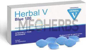 Potenzmittel & Standfestigkeit – Herbal V Blue 100 - Blue Pleasure Pills for Active Men - 10 High Dose Tablets with Immediate Effect, Extra Strong and Tailored to the Needs for Men with Ginseng and Avena Sativa