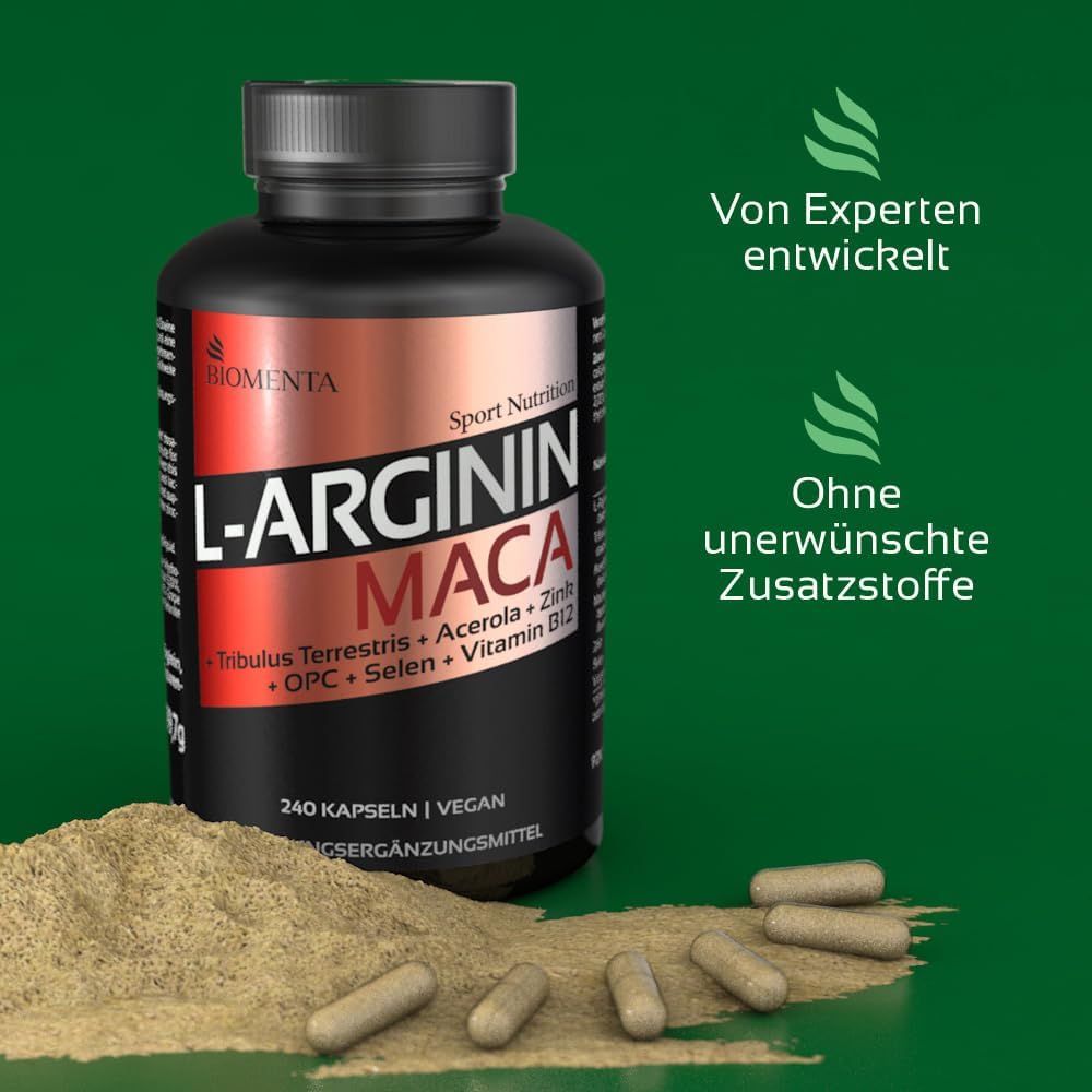Ausdauer & Energie – Arginine 1500 mg + Maca 1200 mg + Zinc, OPC - 140 Capsules – Bild 4