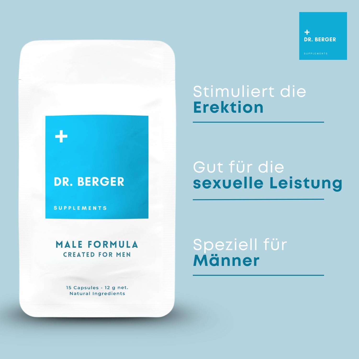 Potenzmittel & Standfestigkeit – Natural Potency Agent for Men with Maca, Tribulus & L-Arginine - Erection Aid & Testosterone Booster - Vyagra Alternative - 15 Capsules - No Side Effects - Male Formula by Dr. Berger – Bild 2