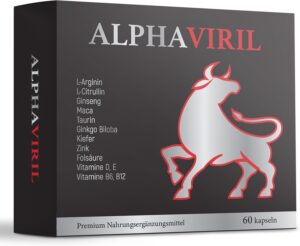 Potenzmittel & Standfestigkeit – ALPHAVIRIL - Extra Strong for Active Men - With L-Arginine, L-Citrulline, Ginseng, Maca, L-Taurine, Ginkgo Biloba, Pine, Zinc, Vitamin B, D and E