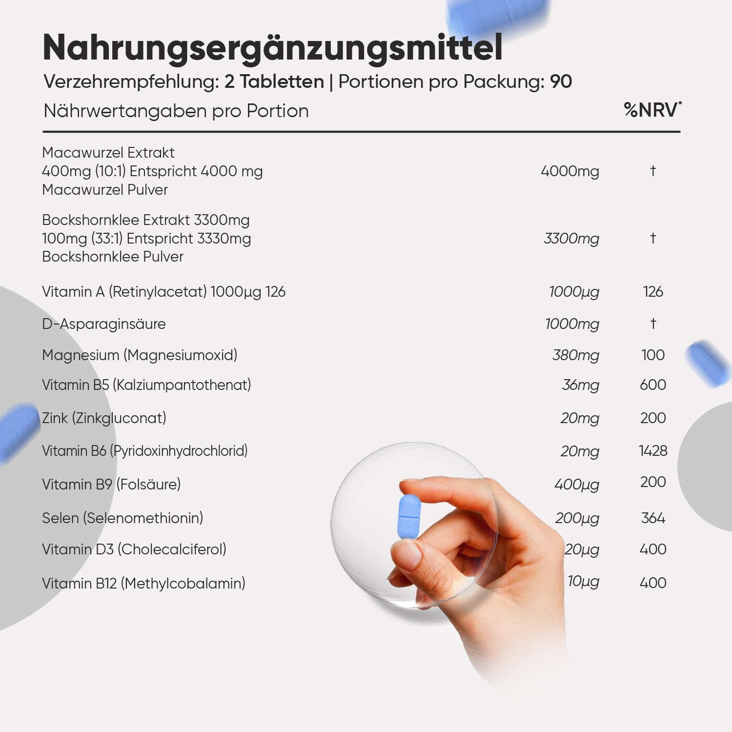 Ausdauer & Energie – T Boost - With Zinc, Maca Extract, Magnesium, Fenugreek - Dietary Supplement - 180 Vegan Tablets - 3 Months Supply - Free from Magnesium Stearate - WeightWorld – Bild 4