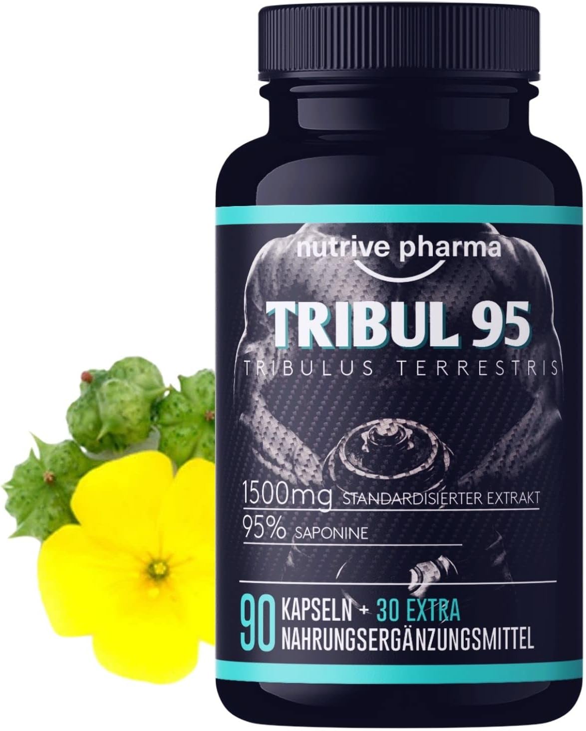 Ausdauer & Energie – Tribul95® Tribulus Terrestris High Dose Capsules - 6000 mg per Daily Dose - 95% Saponins - Promotes New Energy - Natural Plant Extract Delivers 1500 mg in One Capsule