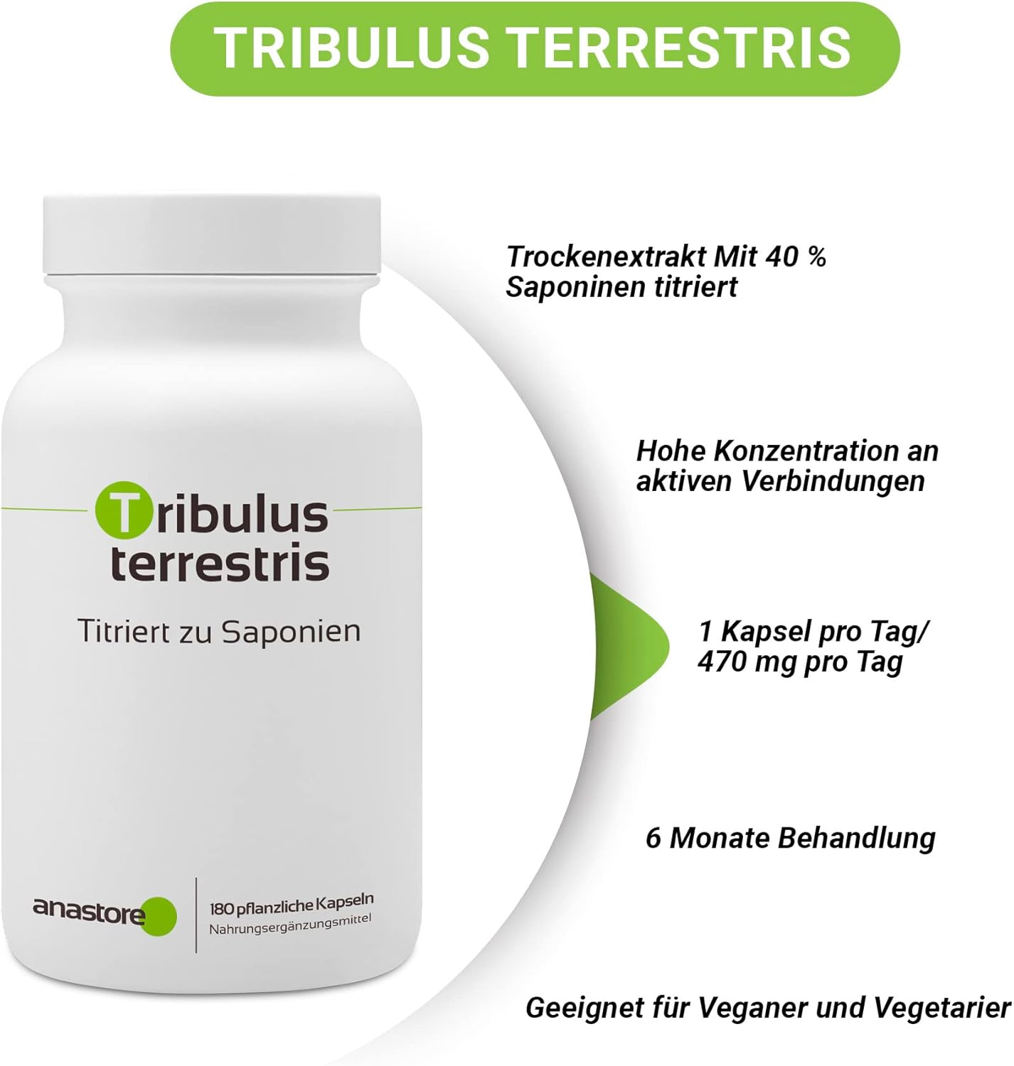 Ausdauer & Energie – Tribulus Terrestris Natural Testosterone Booster High Titration to 40% Saponin 470 mg / 180 Vegetable Capsules Titrated Extract 100% Natural – Bild 4