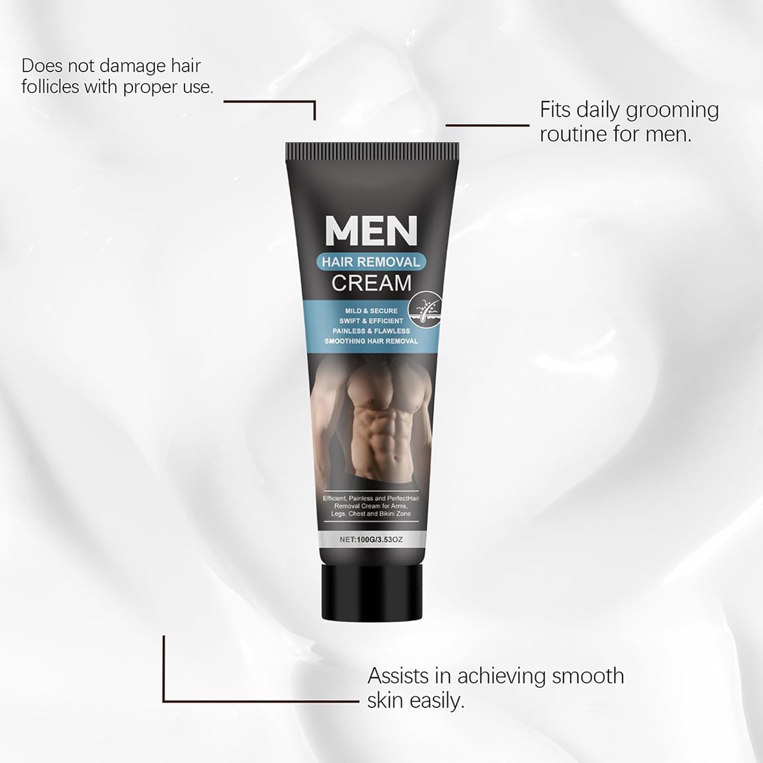 Penisvergrößerung & Pflege – Intime Haarentfernungscreme für Männer, 100 ml Rasierprodukt – Enthaarungscreme für Intimhaare | für Freund, Ehemann, Vater, Athleten, Bodybuilder, professionelle Schwimmer, geschäftige Brüste, Rücken – Bild 4
