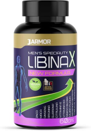 Potenzmittel & Standfestigkeit – Libinax Potency Agent for Men - with Peruvian Maca, Tribulus Terrestris, Arginine and Citrulline, Zinc, Guarana, Muira Puama, Serenoa Repens, Vitamins and Ginko Bilboa. 60 Capsules