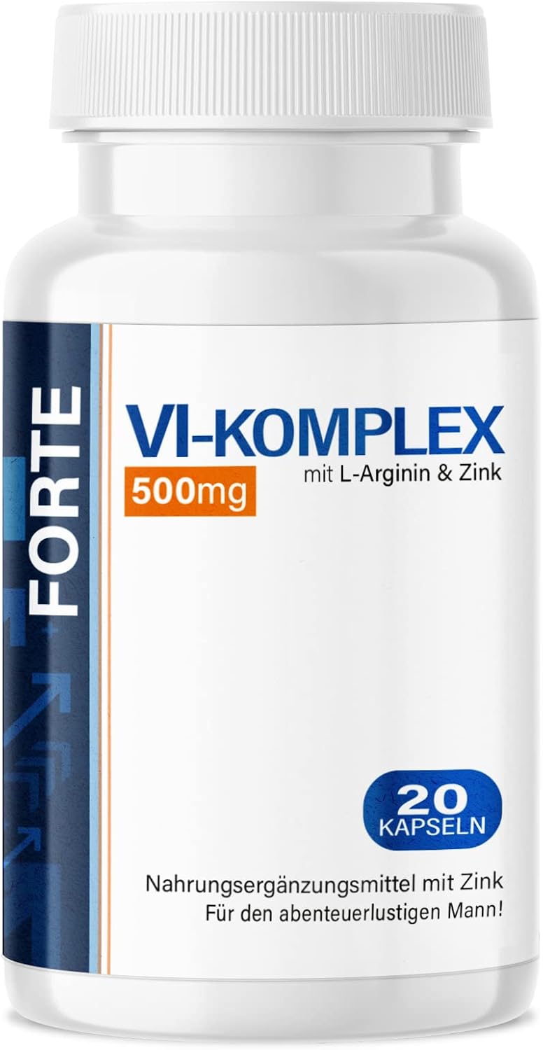 Penisvergrößerung & Pflege – VI-KOMPLEX Forte - Extra Strong for Men - High Dose for the Adventurous Man with Immediate Effect - Premium Quality with L-Arginine + Maca - No Artificial Additives
