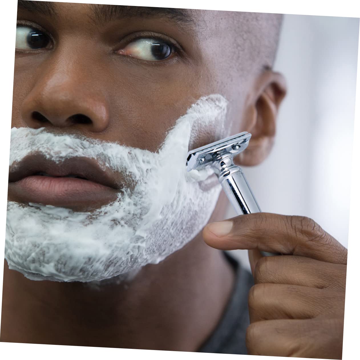 Penisvergrößerung & Pflege – minkissy Beard Trimming Tool Bald Razor Care Shaving Barber Men Father's Day Gift Silver – Bild 6