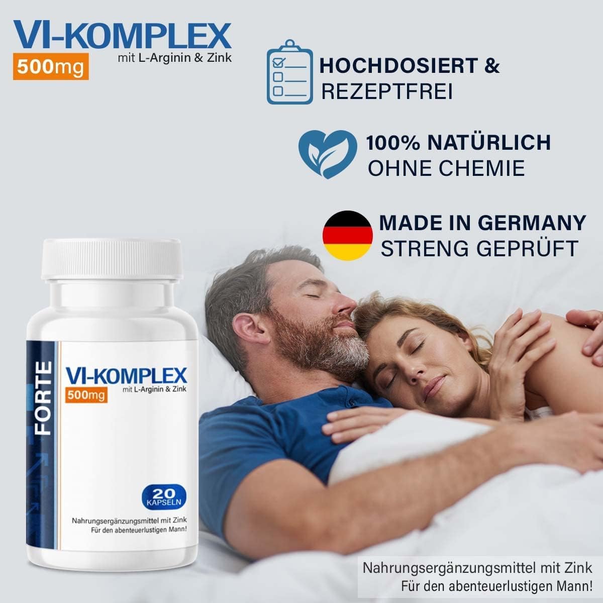 Penisvergrößerung & Pflege – VI-KOMPLEX Forte - Extra Strong for Men - High Dose for the Adventurous Man with Immediate Effect - Premium Quality with L-Arginine + Maca - No Artificial Additives – Bild 3