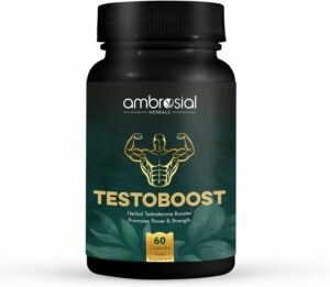 Ausdauer & Energie – Ambrosial Testoboost Premium Herbal Testosterone Booster for Men | Blend of 3 Natural Herbs | Testosterone Supplement for Men | Support Muscle Growth (Pack of 1)