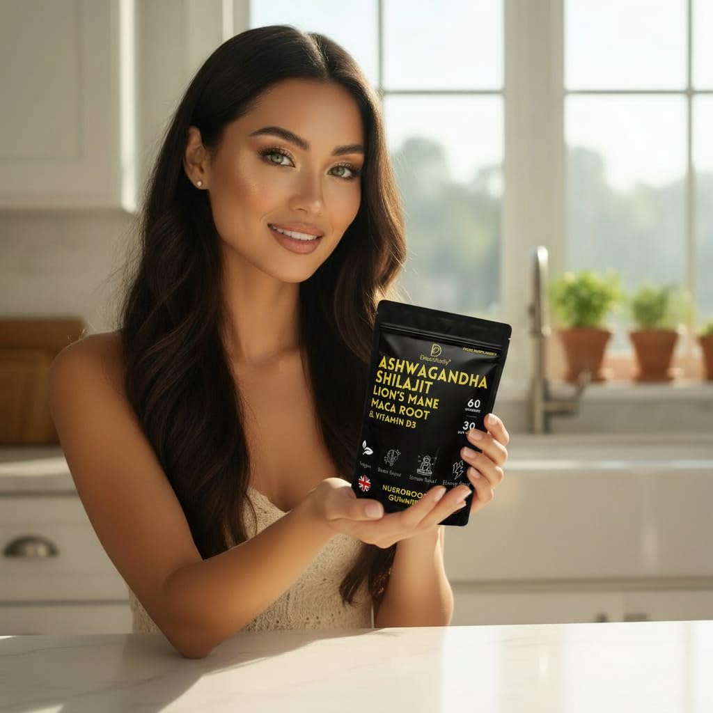 Ausdauer & Energie – NueroBoost™ 5-in-1 Wellness-Fruchtgummis – Ashwagandha 500 mg, Shilajit 600 mg, Löwenmähnenpilz 600 mg, Maca-Wurzel 100 mg & Vitamin D3 20 mg – 60 Stück – Stress, Fokus, Energie & Immununterstützung – Bild 9