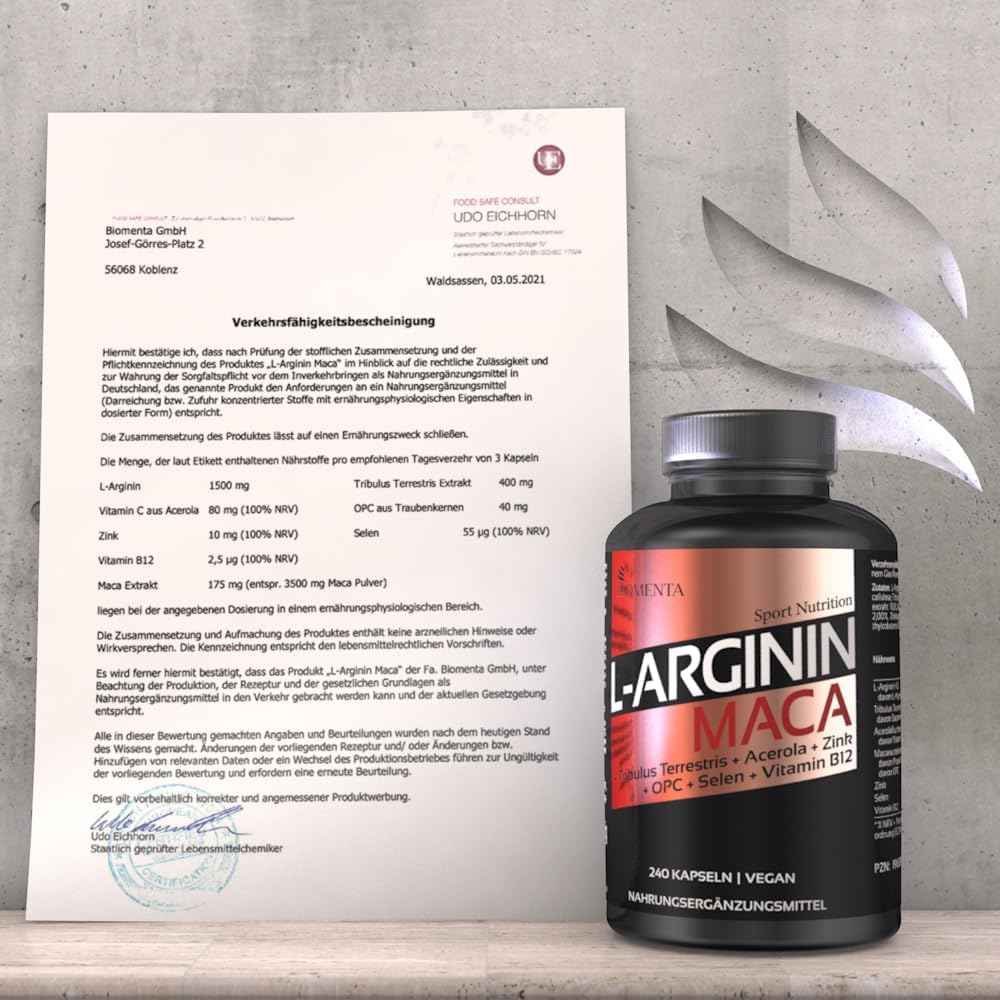 Ausdauer & Energie – Arginine 1500 mg + Maca 1200 mg + Zinc, OPC - 140 Capsules – Bild 3