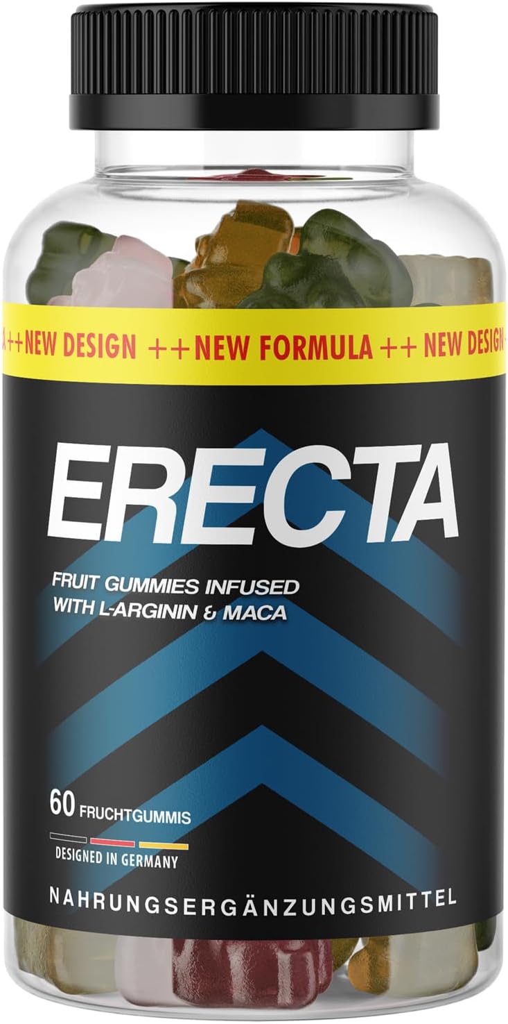 Potenzmittel & Standfestigkeit – Erecta Fruit Gummies with L-Arginine and Maca, 60 Fruit Gums per Tin 1 x