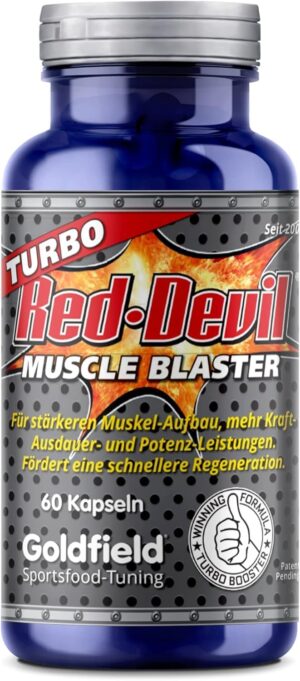 Ausdauer & Energie – Goldfield - Turbo Red Devil | Muscle Building Muscle Blaster - Muscle Training Booster 60 Capsules with Maca, Tribulus, Guarana, L-Arginine