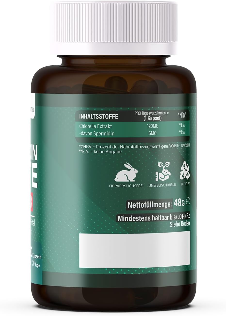Potenzmittel & Standfestigkeit – idine Capsules - High Dose with 6mg idine per Capsule - Made from Natural Spirulina Algae Powder & Chlorella Extract - Supports Cell Protection, Cell Regeneration & Vitality – Bild 2