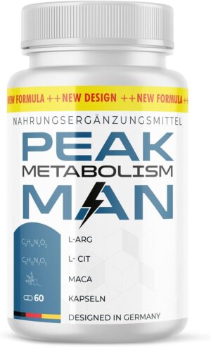 Potenzmittel & Standfestigkeit – Peak Metabolism Man Capsules - For More Passion for Two - Natural Ingredient Combination - 60 Capsules