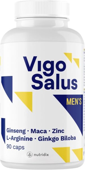 Ausdauer & Energie – VIGOSALUS for Men - Maca, L Arginine, Tribulus Terrestris, Ginkgo Biloba, Zinc, Ginseng, Selenium - 90 Capsules