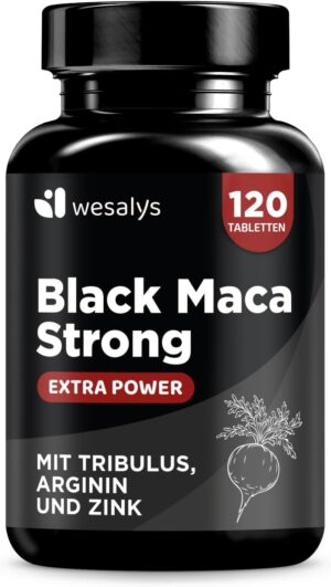 Ausdauer & Energie – Maca Capsules High Dose - 30,000 mg, Black Maca 20:1 Extract with Tribulus Terrestris, Arginine, Zinc, Vitamin B, Selenium - 120 Capsule Hero Power for Men