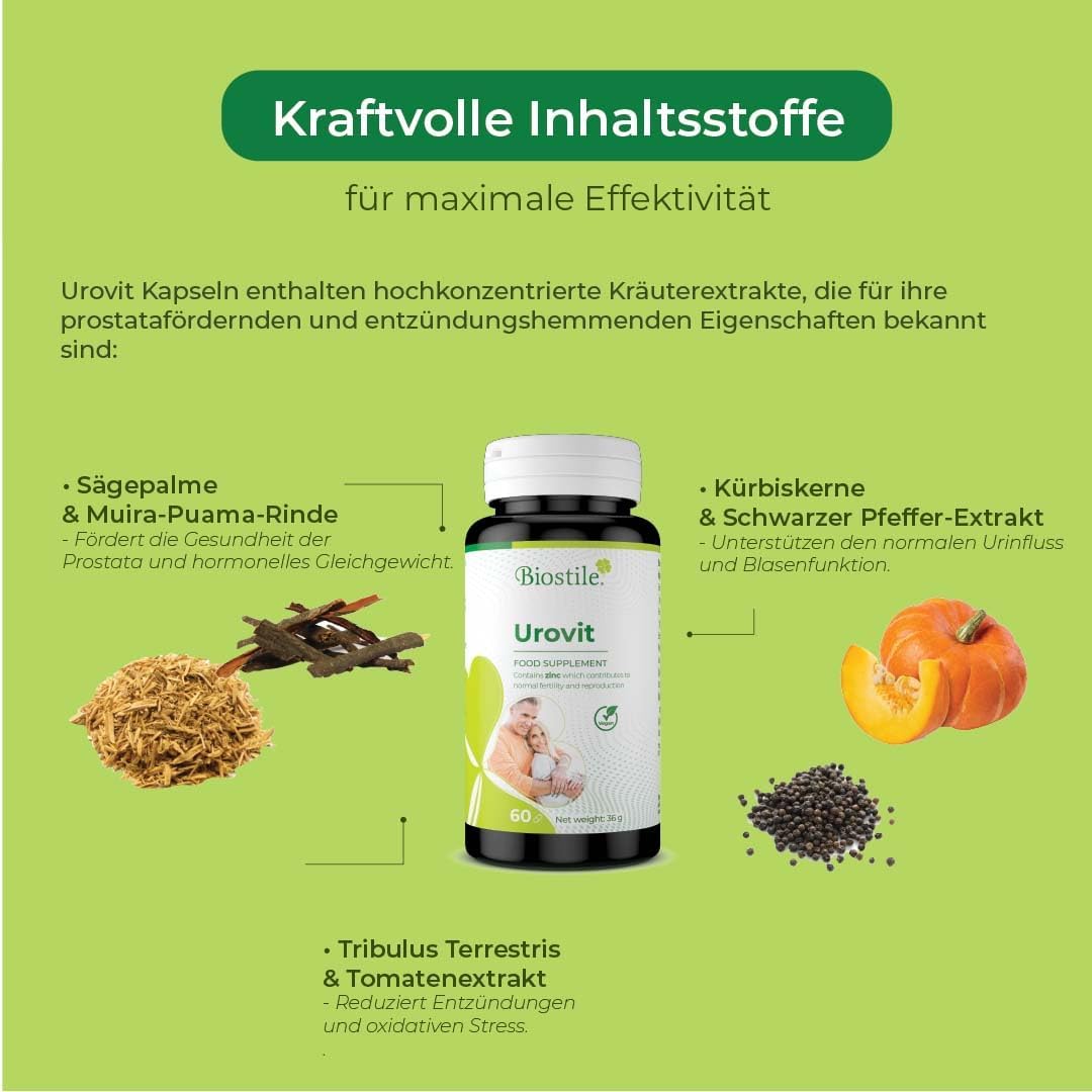 Ausdauer & Energie – Urovit Capsules - 60 Capsules to Support the Male Urinary Tract and Maintain Normal Testosterone Levels – Bild 3