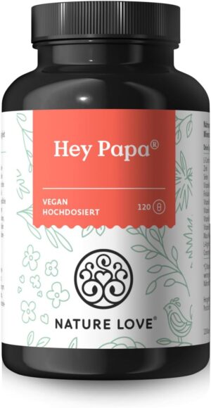 Ausdauer & Energie – Hey Papa - 120 Capsules - 12 Ingredients: Folic Acid, Maca, Selenium, Zinc, L-Arginine, L-Carnitine, Q10, Vitamin C, B6, B12, D3 and E - Vegan and Laboratory Tested