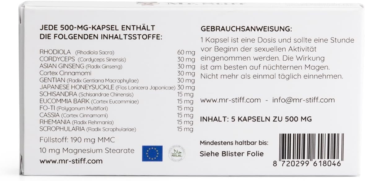 Potenzmittel & Standfestigkeit – Mr. Stiff Men's Potency Pills - Natural Preparation - For More Pleasure - 5 Pieces – Bild 3