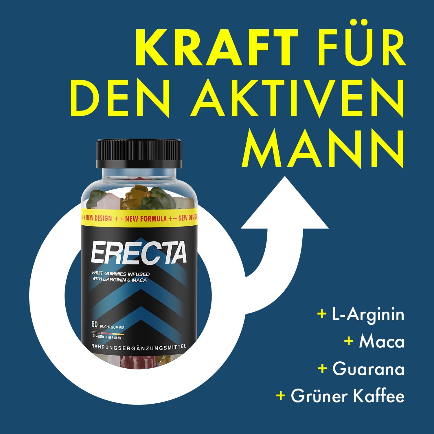 Potenzmittel & Standfestigkeit – Erecta Fruit Gummies with L-Arginine and Maca, 60 Fruit Gums per Tin 1 x – Bild 2