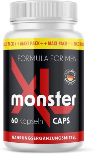 Potenzmittel & Standfestigkeit – Monster XL Caps | Love, Lust and Passion | Easy to Use | 60 Capsules | 1x
