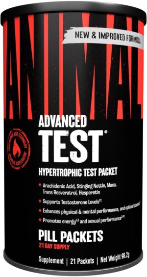 Ausdauer & Energie – ANIMAL Test - Testosterone Booster & Supplement for Muscle Building, Strength & Performance - Capsules with Plant Extracts & Astaxanthin - 21 Packs for Bodybuilding & Fitness