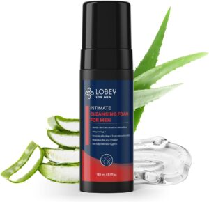 Penisvergrößerung & Pflege – LOBEY Intimate Shower Gel for Men - Gentle Intimate Wash Foam - Intimate Care with Aloe Vera, Panthenol & Dermasooth - Against Friction, Sweat & Odours - Natural Cosmetics for Sensitive Skin