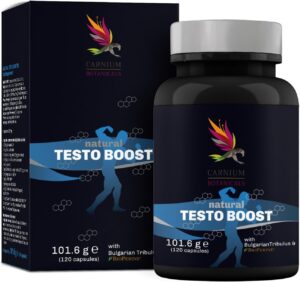 Ausdauer & Energie – Carnium Botanicals Natural Testo Boost - Capsules with D-Aspartic Acid, Zinc, Magnesium, Ginseng - Vegan, Gluten Free, No Additives - 120 Capsules