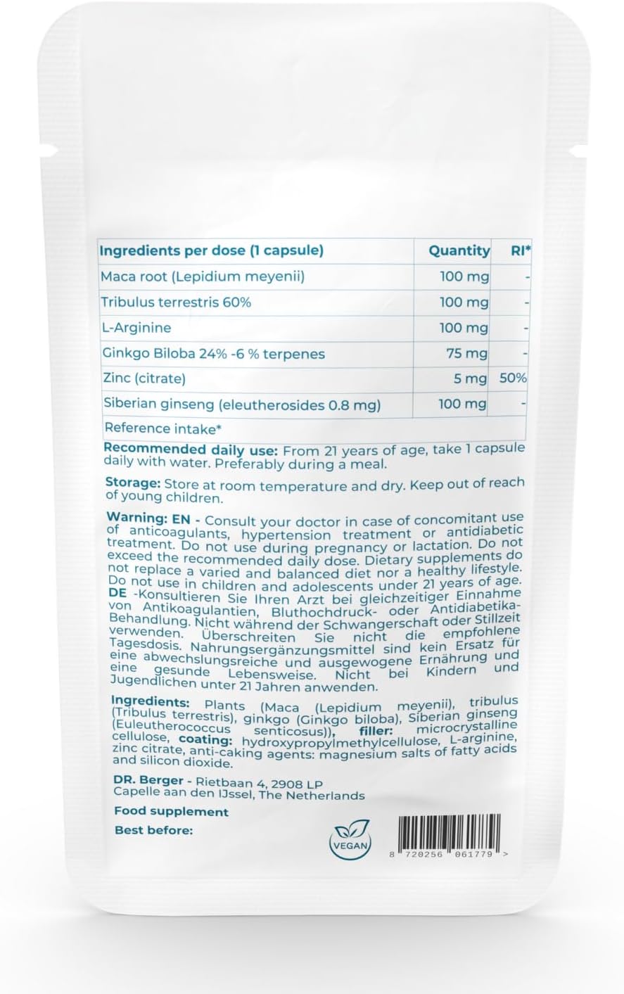 Potenzmittel & Standfestigkeit – Natural Potency Agent for Men with Maca, Tribulus & L-Arginine - Erection Aid & Testosterone Booster - Vyagra Alternative - 15 Capsules - No Side Effects - Male Formula by Dr. Berger – Bild 10