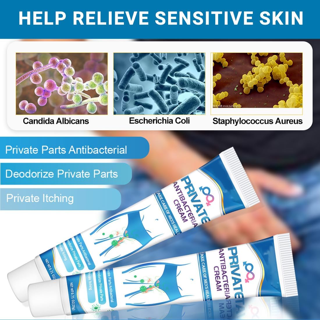 Penisvergrößerung & Pflege – 2 Private Antibacterial Cream, Men's Intimate Area Relieves Cream, Men's Balanitis Anti-Itching Cream, Itching Intimate Care Cream, Intimate Area Care Cream, Ointment Against Itching in the Intimate – Bild 5