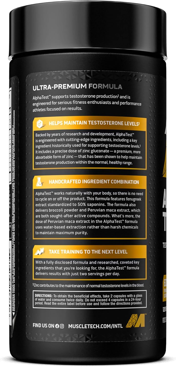 Ausdauer & Energie – MuscleTech AlphaTest Testosterone Booster Supplement for Men, Training Supplement, Muscle Building Supplement for Men, 200mg Maca Extract, Zinc and Boron, 120 Capsules, 30 Servings – Bild 2