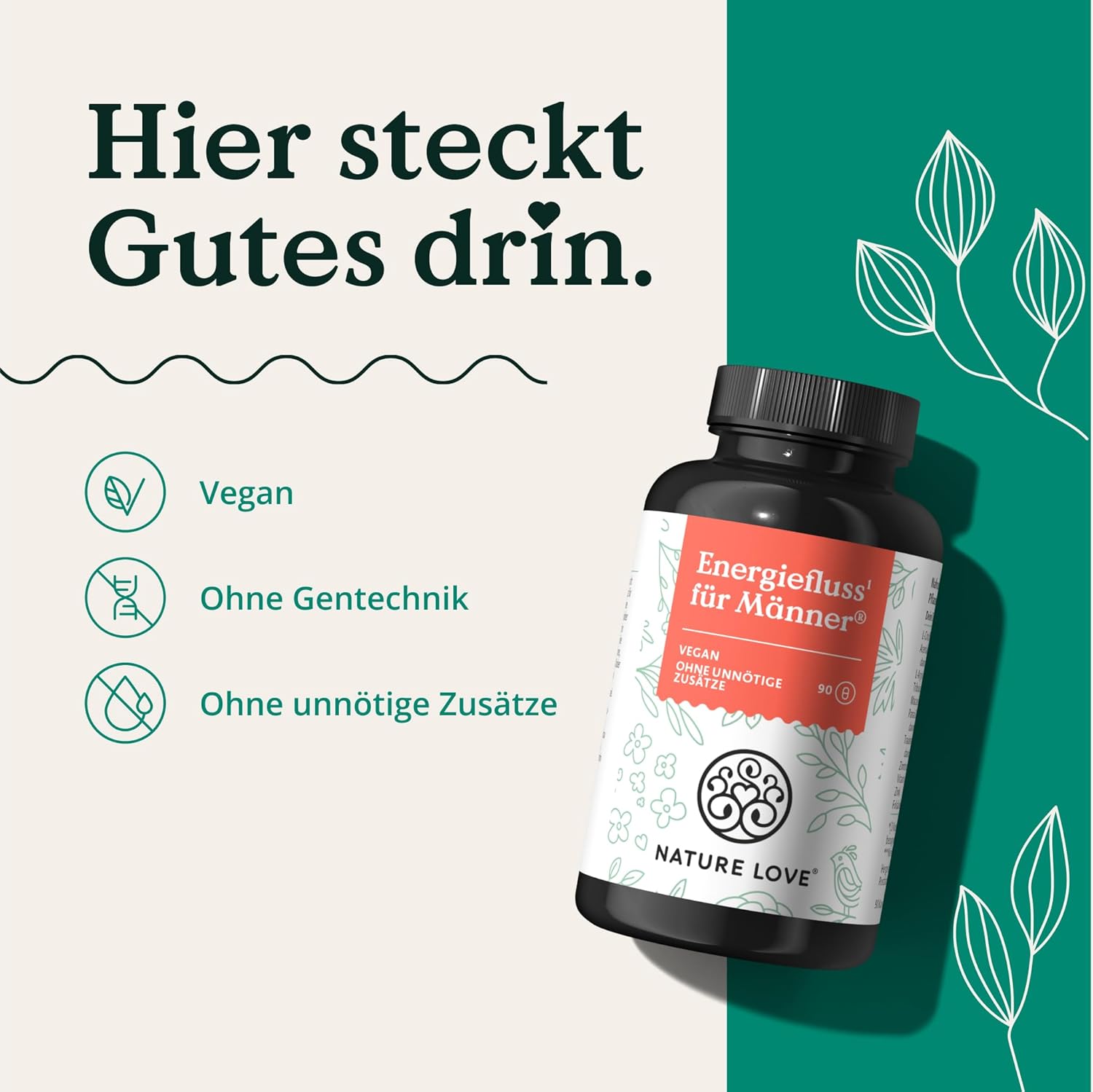 Ausdauer & Energie – Rote Kraft for Active Men by Nature Love - 90 Capsules. Laboratory tested. With L-Arginine, Tribulus Terrestris and Maca extract. High dose, vegan, made in Germany. – Bild 4