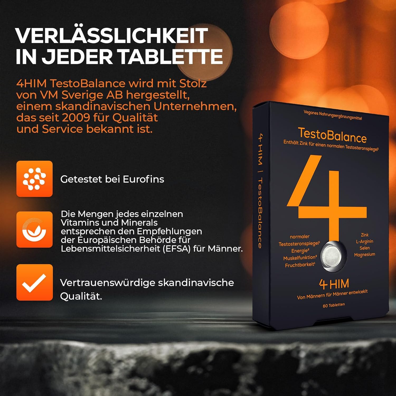 Ausdauer & Energie – 4 HIM TestoBalance - for a Normal Testosterone Levels, Energy and Muscle Function - with Zinc + Magnesium + B6 Complex, L-Arginine, Ginseng and Selenium - 60 Vegan Tablets – Bild 8