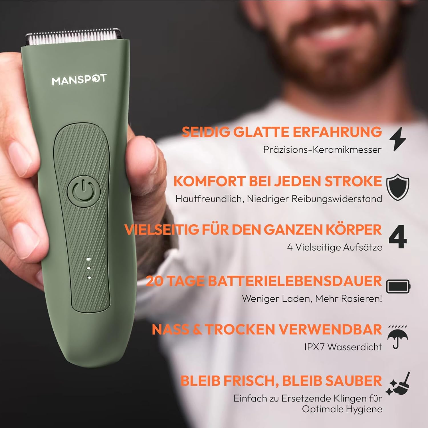 Penisvergrößerung & Pflege – Manscaped Men's Intimate Shaver, Intimate Shaver, Body Groomer Men, Body Hair Trimmer, Waterproof Wet/Dry Shaver, 20x Use After Charging – Bild 2