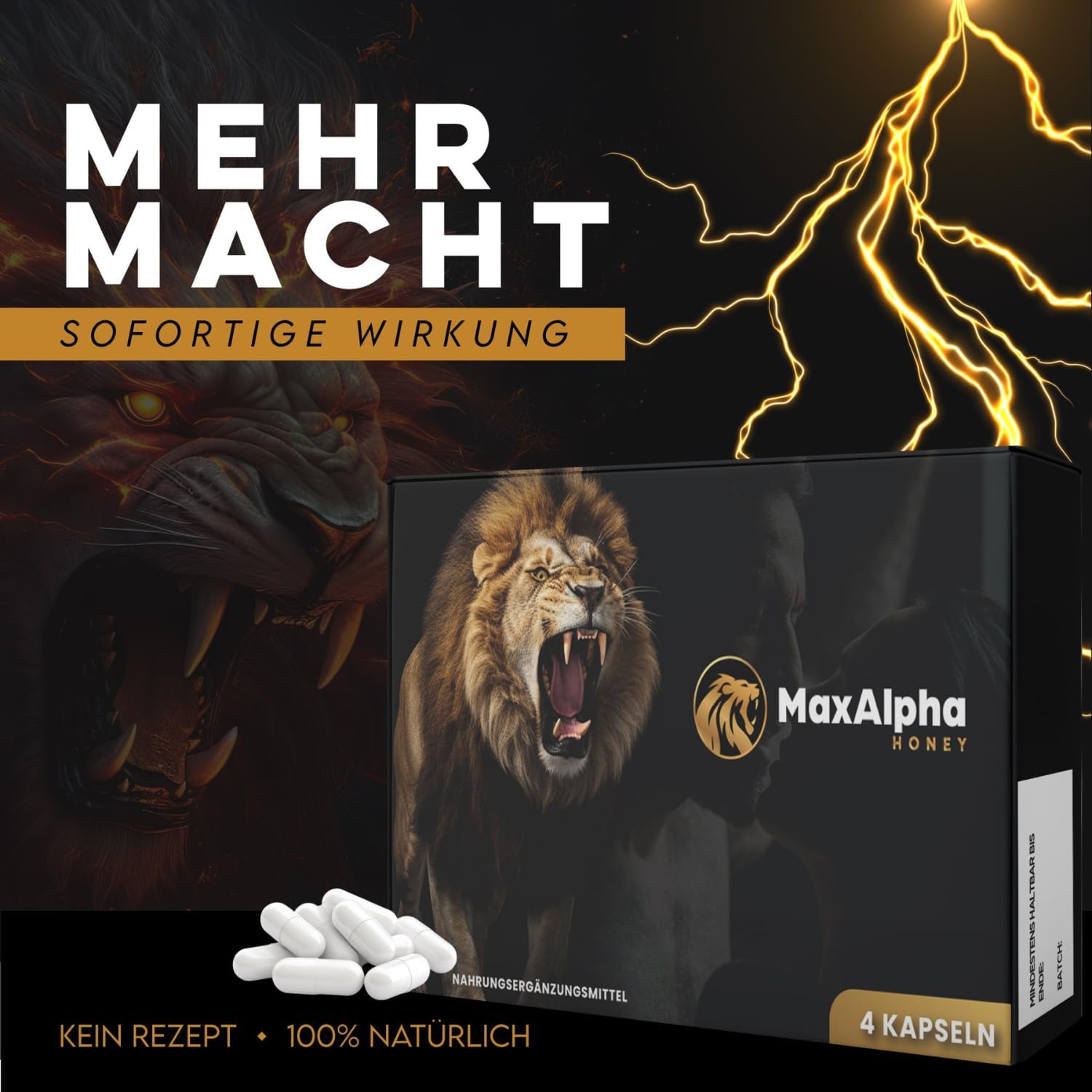 Potenzmittel & Standfestigkeit – Capsules with Ginseng, Maca, L-Arginine, Zinc & Selenium | Pack of 4 | Natural Formula | Extra Strong & Instant Energy - For Active Men & Special Private Moments – Bild 2