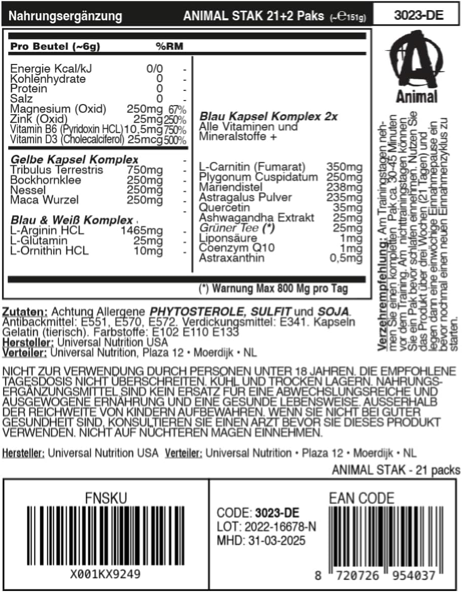 Ausdauer & Energie – Animal Stak Testosterone Optimizers x 21 packs – Bild 6