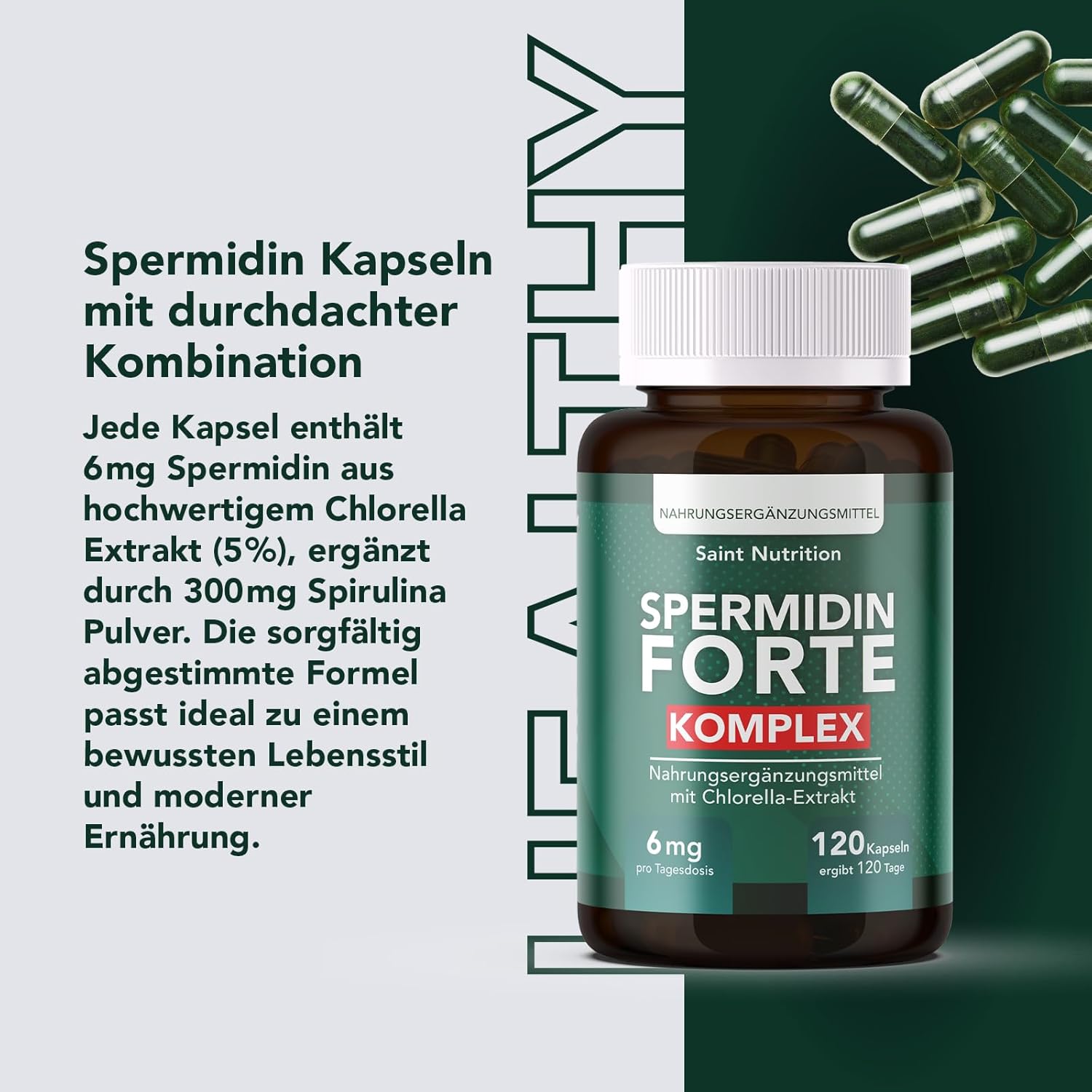 Potenzmittel & Standfestigkeit – idine Capsules - High Dose with 6mg idine per Capsule - Made from Natural Spirulina Algae Powder & Chlorella Extract - Supports Cell Protection, Cell Regeneration & Vitality – Bild 4
