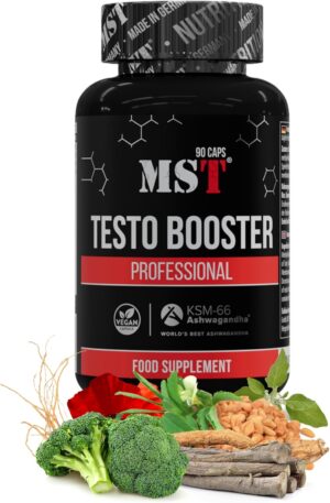 Ausdauer & Energie – MST® Testo Booster Professional - 90 Capsules (30 Days) - High Quality Testosterone Formula with Maca, Fenugreek, Ashwagandha KSM-66®, Siberian Ginseng, Zinc, Selenium & Boron - Laboratory Tested