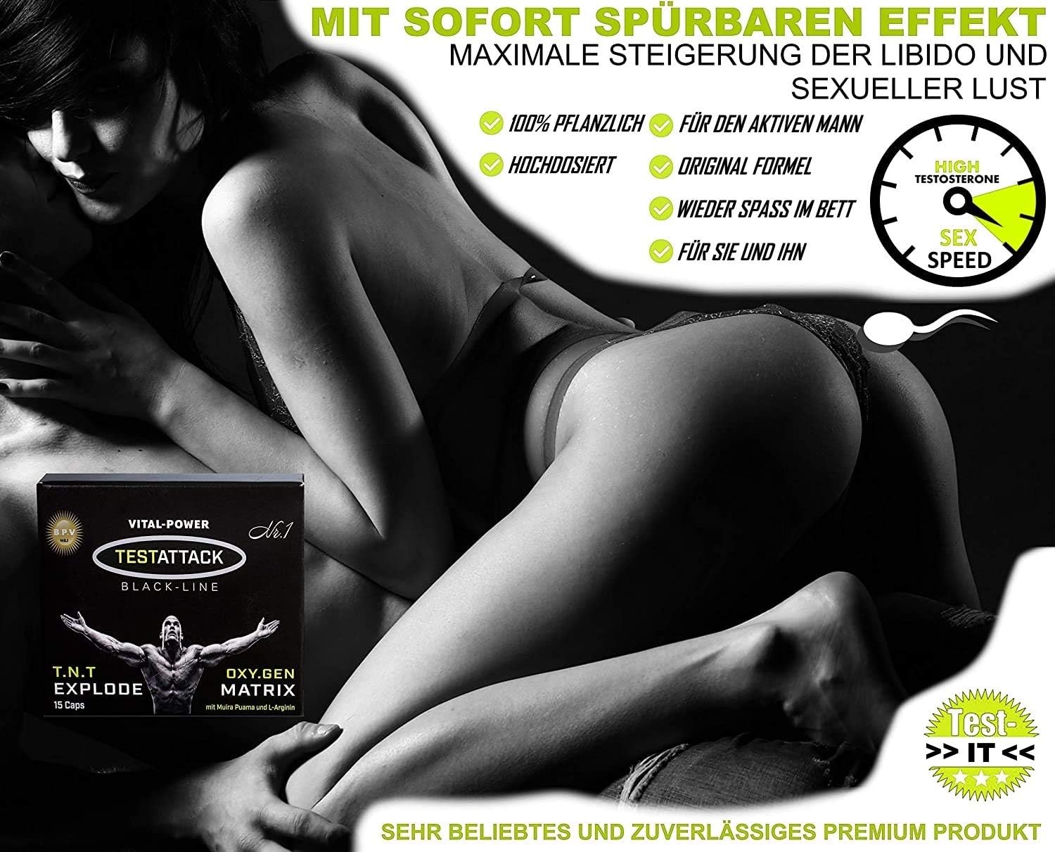 Ausdauer & Energie – B.P.V - Testattack 60 Capsules = 32 g - Hardcore Training Booster - High Dose Combination Product Perfect for Athletes and Active Men - For Lust - Love - Passion and More – Bild 2