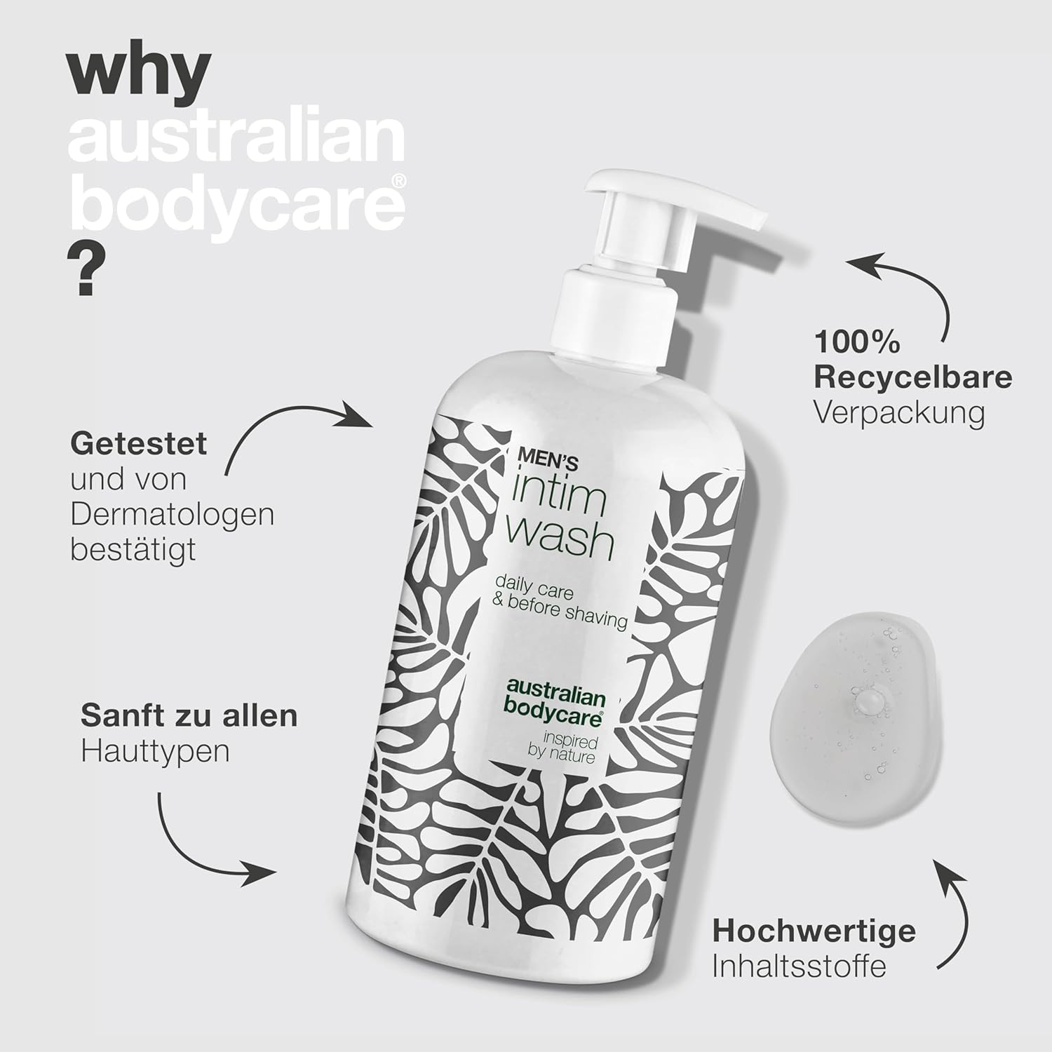 Penisvergrößerung & Pflege – Intimate Wash Gel for Men (500 ml) Against Irritation, Itching and Odour - With 4-Terpineol Known from Tea Tree Oil, Cockatoo Plum and Glycerine – Bild 4