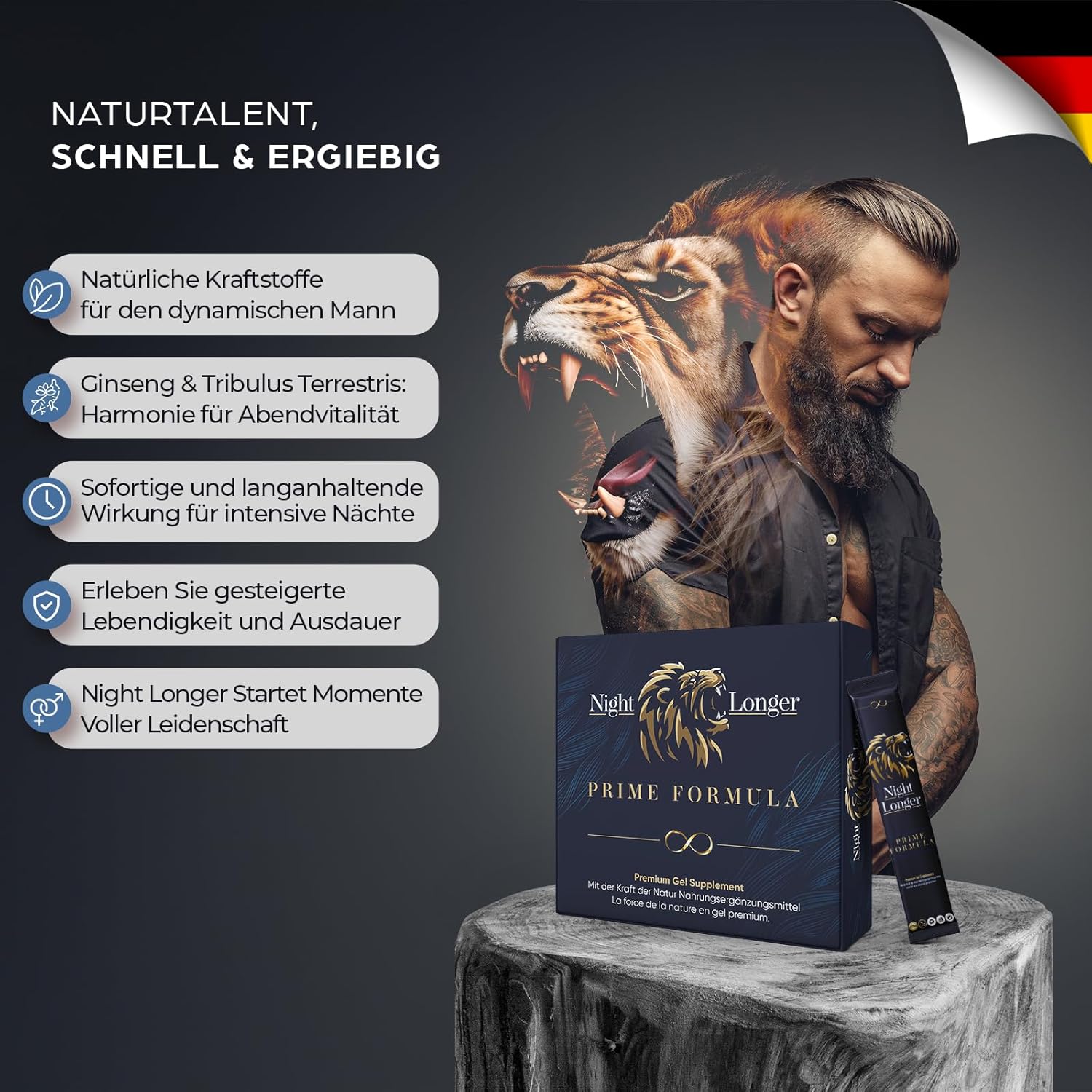 Potenzmittel & Standfestigkeit – Prime Formula Gel, 12 x 12 g Stick Instant Effect, Extra Strong for Active Men, Ginseng & Tribulus Terrestris - Pack of 1 – Bild 2