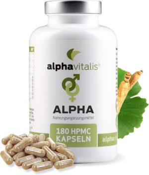 Potenzmittel & Standfestigkeit – alphavitalis Alpha Men's Capsules for Long-Term Use with Zinc (for Normal Fertility and Reproduction), Amino Acid L-Arginine, Maca Black, Tribulus Terrestris, Ginkgo, Ginseng