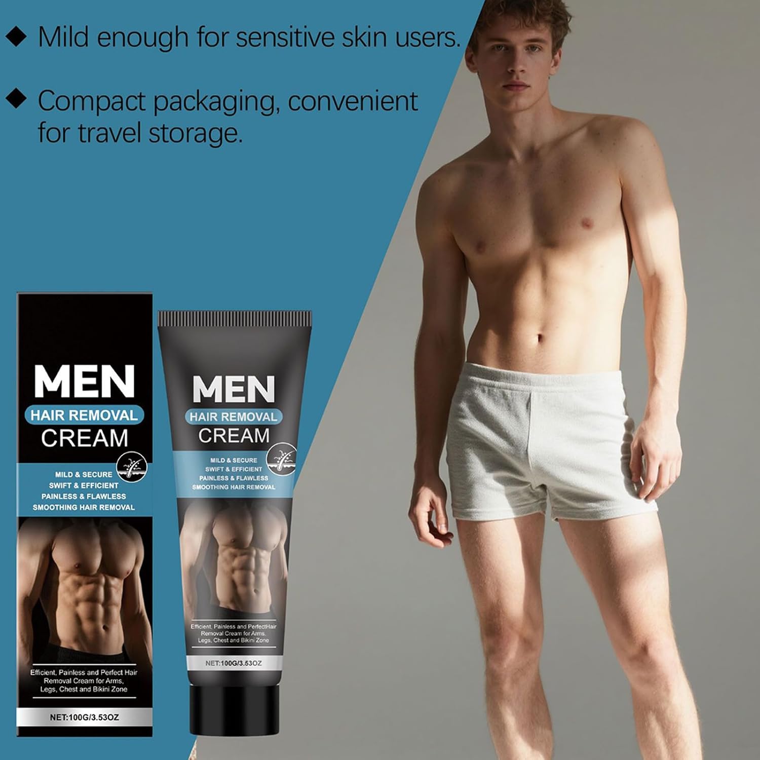 Penisvergrößerung & Pflege – Intime Haarentfernungscreme für Männer, 100 ml Rasierprodukt – Enthaarungscreme für Intimhaare | für Freund, Ehemann, Vater, Athleten, Bodybuilder, professionelle Schwimmer, geschäftige Brüste, Rücken – Bild 2